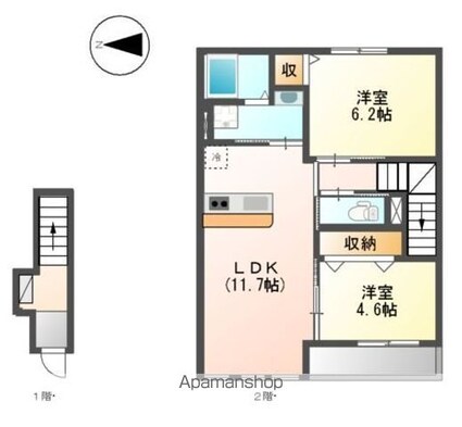 エスペランサ針田[2LDK/58.05m2]の間取図