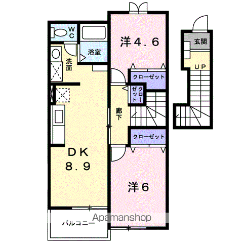 男鹿線 上飯島駅 徒歩6分 2階建 築27年の間取り写真