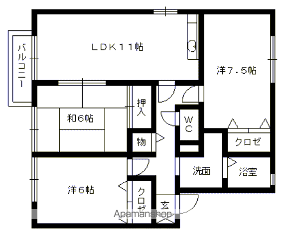 【福岡市中央区地行のアパートの間取り】