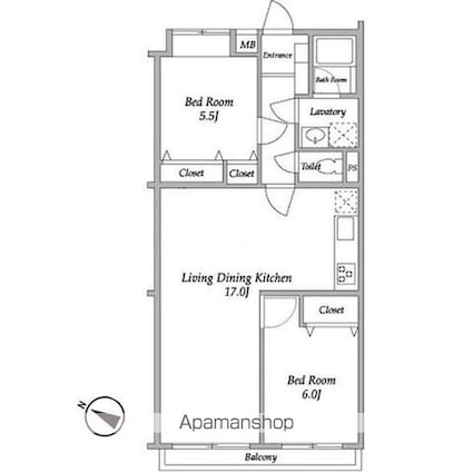 ガーデンハウス千歳船橋[2LDK/67.18m2]の間取図