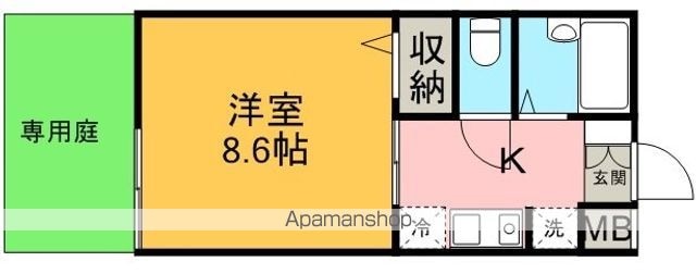 二鳥ハイム[1K/25.9m2]の間取図