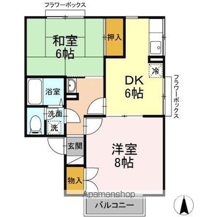 ドリームレジデンス氷鉋　Ｃ[2DK/47.91m2]の間取図
