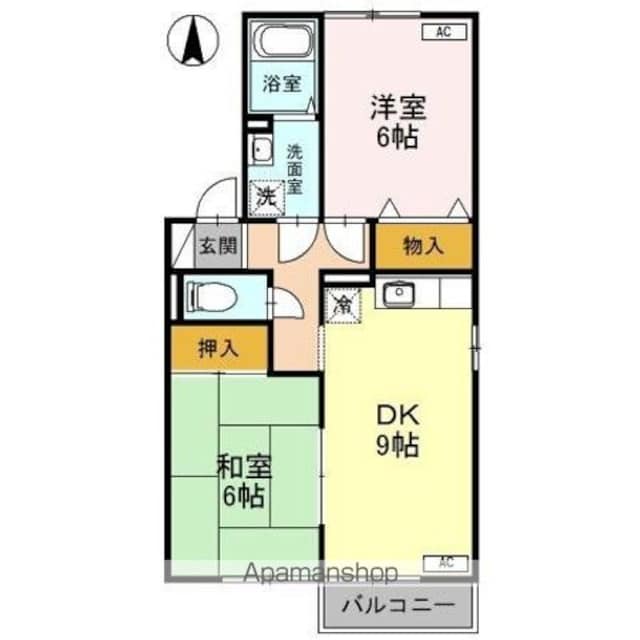 和歌山県海南市船尾[2DK/53.85m2]の間取図