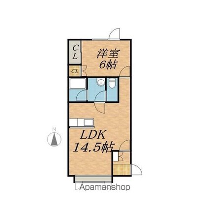 コーポフラワーⅠ[1LDK/43.7m2]の間取図