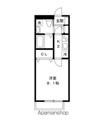 モキハウス[1K/26.67m2]の間取図