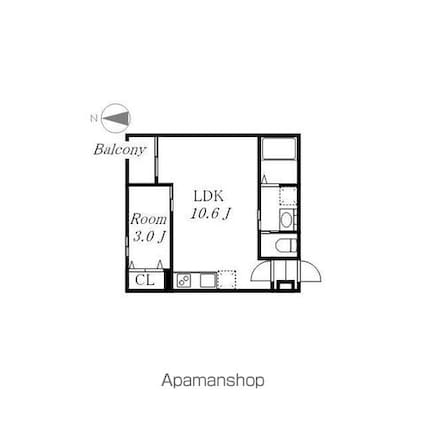 Ｗａｒｒｅｎ　ｓｈｉｍｏｋｏｍｅｎｏ　Ⅱ[1LDK/30.8m2]の間取図