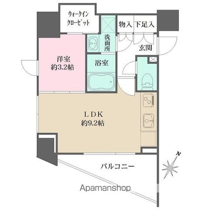 ミュプレ表参道[1LDK/33.16m2]の間取図