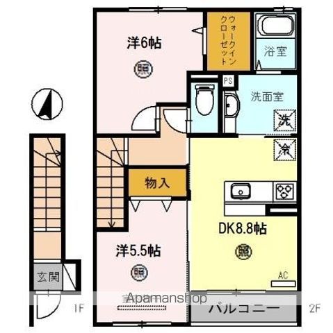 岩出市中黒のアパートの間取り