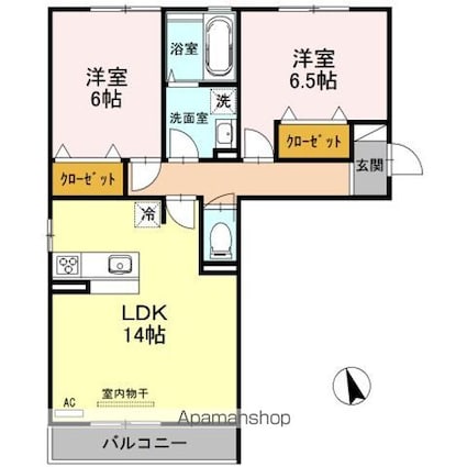 アステリア[2LDK/62.92m2]の間取図