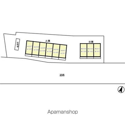 コスモス　ＡＢ[1K/26.72m2]の配置図
