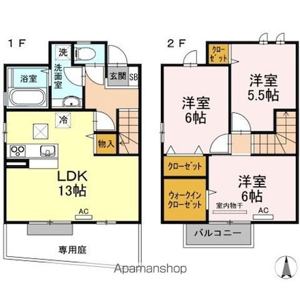 チェーロ　セレーナ　Ｅ棟[3LDK/76.06m2]の間取図