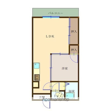 福町ハウスブルーネ[1LDK/35m2]の間取図