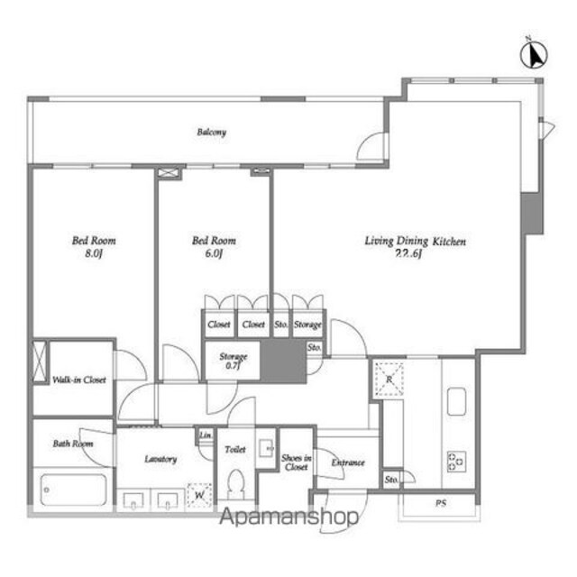 パークコート麻布十番ザタワー[2LDK/88.41m2]の間取図