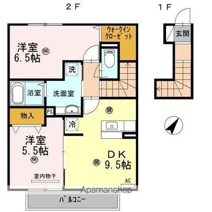 和歌山県和歌山市狐島[2DK/57.14m2]の間取図