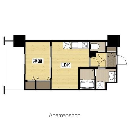 広島県広島市中区十日市町１丁目[1LDK/29.49m2]の間取図