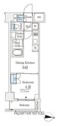 ラティエラ中野新井[1DK/25.36m2]の間取図