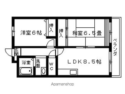 ドミール瀬田[2DK/53m2]の間取図