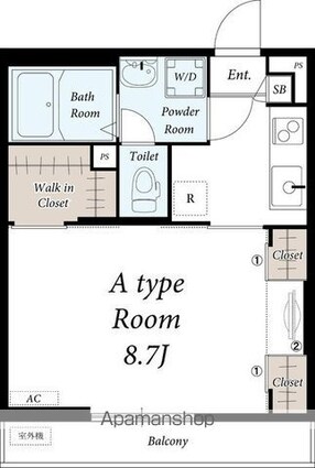リブリ・ラ　サンサリテ[1K/29.6m2]の間取図
