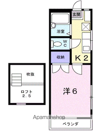 アベニュー[1K/20.6m2]の間取図