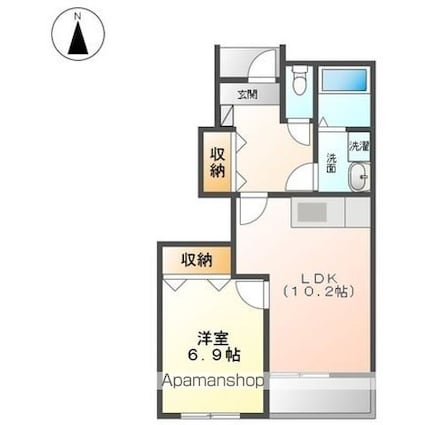 サンプレス比叡[1LDK/44.3m2]の間取図