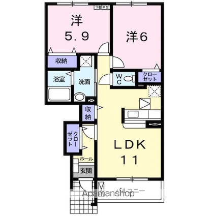 ファヴォーレ[2LDK/55.37m2]の間取図