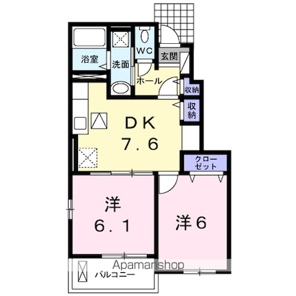 サンモールＫ・Ⅱ[2DK/45.89m2]の間取図