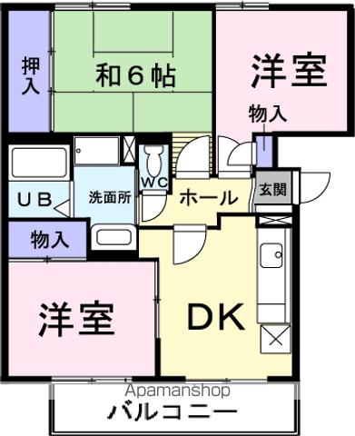 グランアルシュⅠ 102 ｜ 千葉県千葉市若葉区桜木６丁目21-4（賃貸マンション3DK・1階・55.00㎡） その2