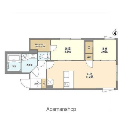 ウェルスクエア方南町Ⅱ[2LDK/45m2]の間取図