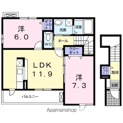 スプランディードⅠ[2LDK/60.33m2]の間取図