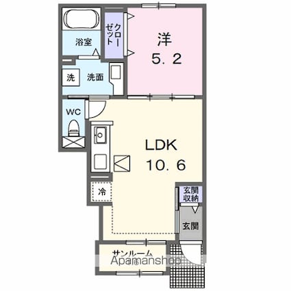 Ｇｒａｐｅ・Ｇａｒｄｅｎ[1LDK/40.02m2]の間取図