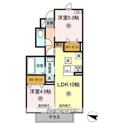 プレジール[2LDK/47.92m2]の間取図