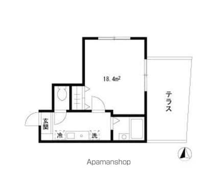 東京都中野区上高田３丁目[1K/18.42m2]の間取図
