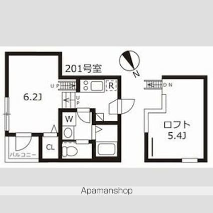 クレール城西[1K/20.22m2]の間取図