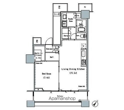 ＴＨＥ　ＴＯＫＹＯ　ＴＯＷＥＲＳ　ＭＩＤＴＯＷＥＲ[1LDK/56.84m2]の間取図