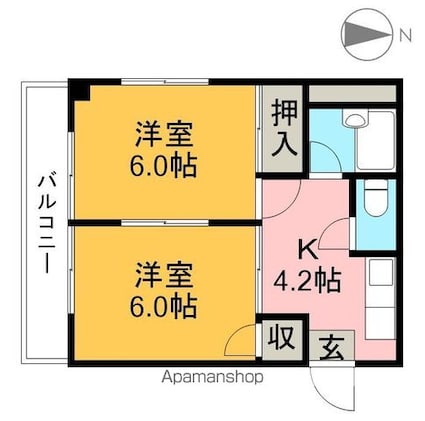 サンフラット[2K/34.02m2]の間取図