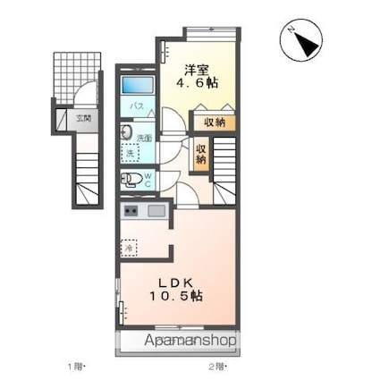 Ｐａｒｔｉｒ　北夕顔瀬[1LDK/42.84m2]の間取図