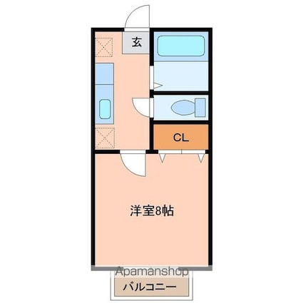 アヴァンセ富沢南伍番館[1K/23.28m2]の間取図