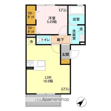 カノン[1LDK/38.97m2]の間取図