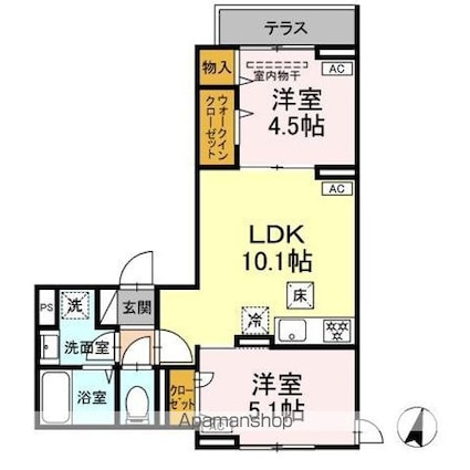 グラナーデ興野[2LDK/45.33m2]の間取図
