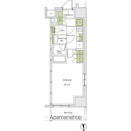 ザ・パークハビオ名古屋松原[1K/27.23m2]の間取図