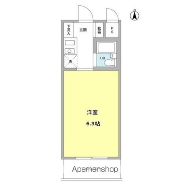 ウッドクレスト砧ＡＢＣ棟[1R/16.74m2]の間取図