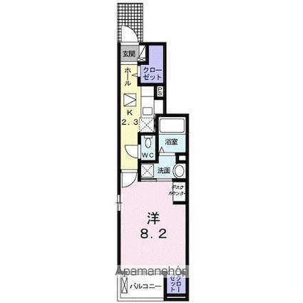 グランツＡ[1K/32.25m2]の間取図