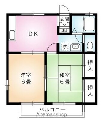 ウエストキャッスル[2DK/41.15m2]の間取図