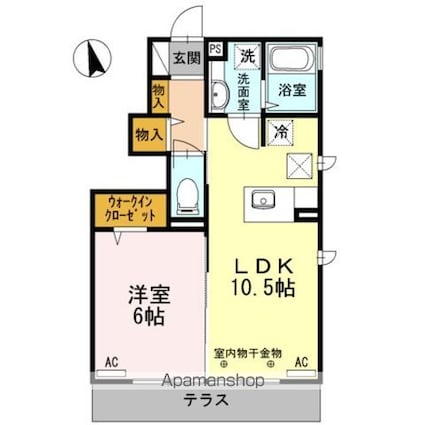 メゾン　アンソレーエ[1LDK/40.6m2]の間取図