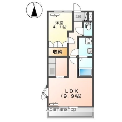 マーヴェラスパレス３[1LDK/36m2]の間取図
