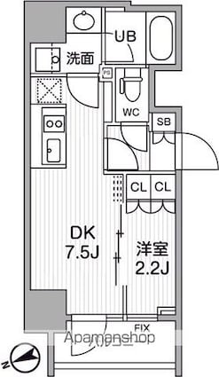 シーズンフラッツ浅草言問通り[1DK/25.98m2]の間取図
