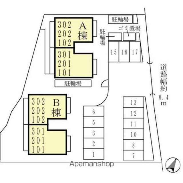 牛滝欅荘　Ａ棟[2LDK/60.88m2]の配置図