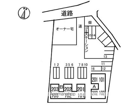 フレグランス竹原Ｂ[1LDK/48.93m2]の配置図