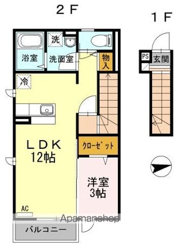 国分寺市東元町のアパートの間取り