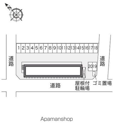 レオパレスヲビレ４３６[1K/20.28m2]の配置図